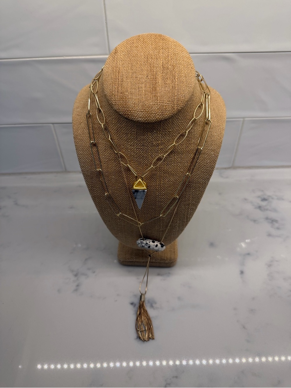 3 Gold Multi-Layer Pendant Necklaces